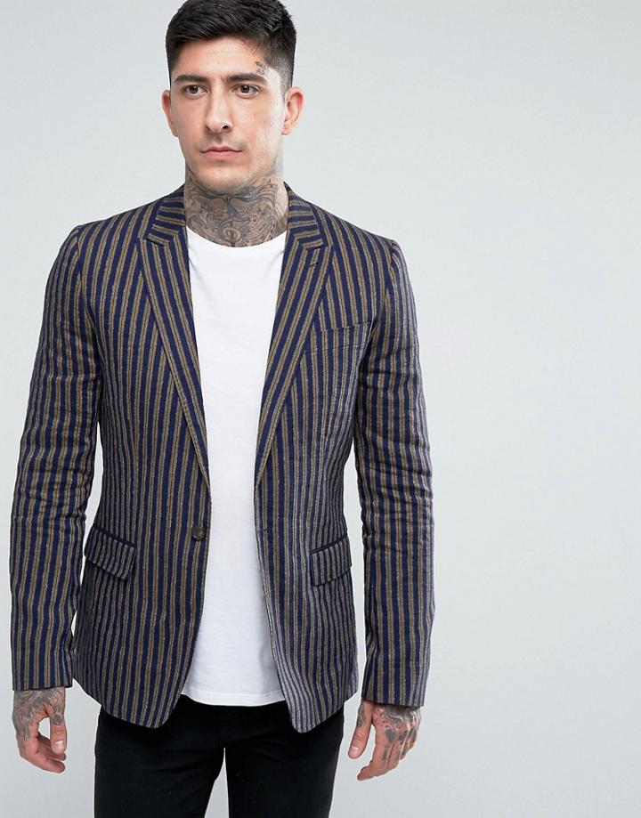 Pretty Green Radbourne Stripe Blazer - Navy