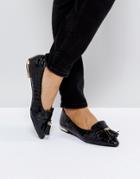 Miss Kg Nikki Black Patent Tassel Ballet Flats - Black