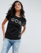 Love Moschino Peace Love And Anarchy T-shirt - Black