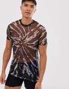 Asos Design Skinny Fit T-shirt With Stretch In Mesh Tie Dye Wash - Multi