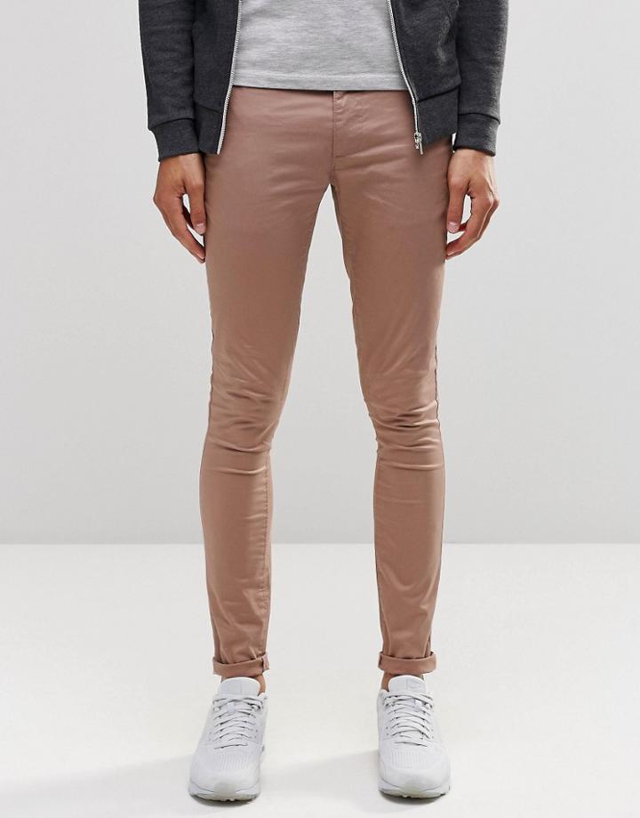 Asos Extreme Super Skinny Chinos In Pale Pink - Ginger Snap