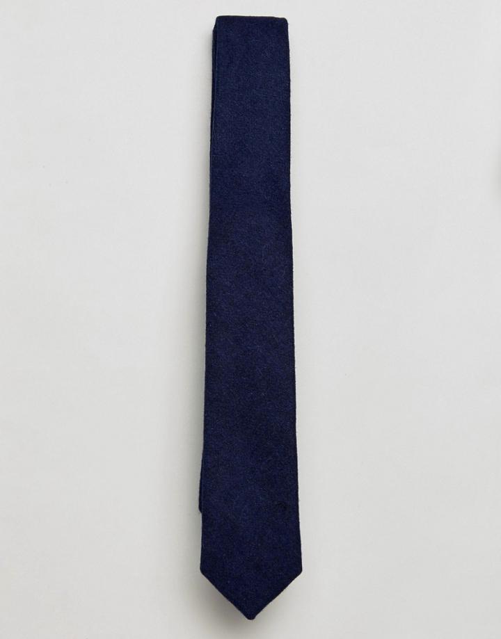 Gianni Feraud Plain Flannel Tie - Navy
