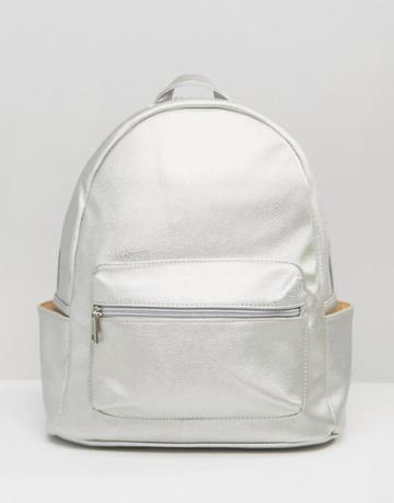 Daisy Street Metallic Backpack - Silver