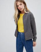 Qed London Quilted Bomber Jacket - Gray