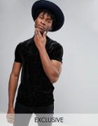 Reclaimed Vintage Velour T-shirt With Turtleneck - Black