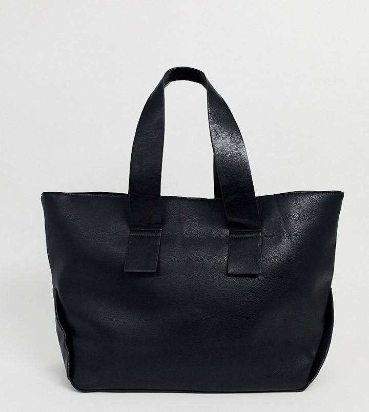 Mango Oversized Shopper In Black
