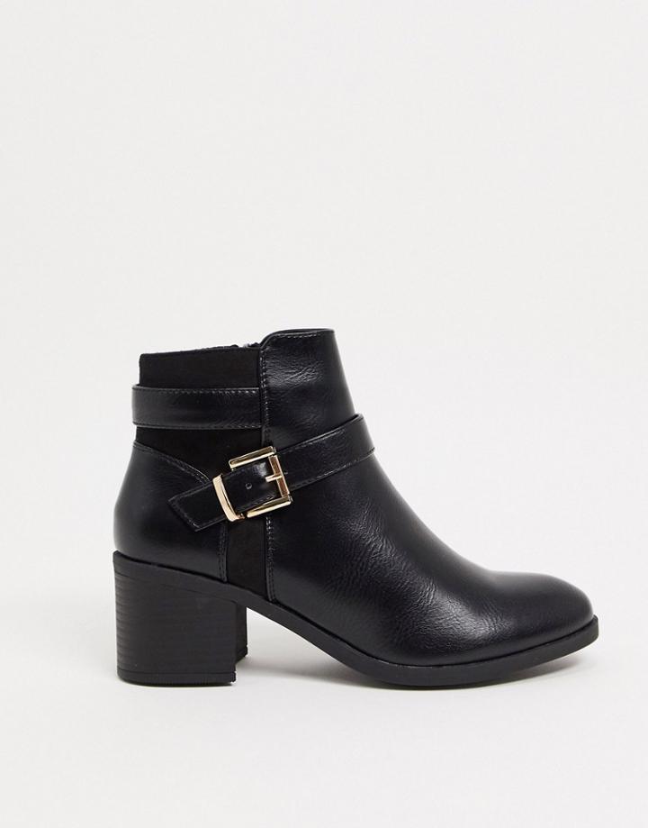Truffle Collection Mid Heel Ankle Boots In Black