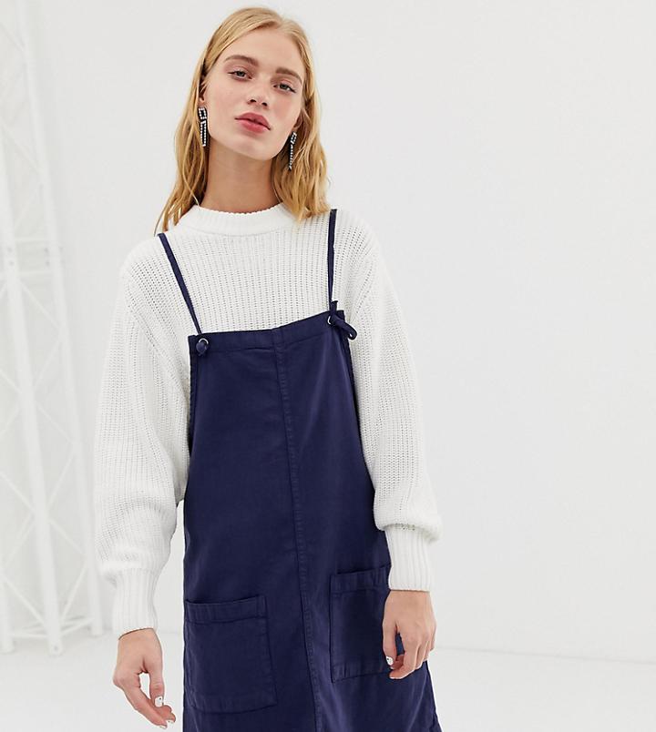 Monki Denim Overall Dress In Blue