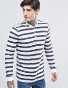 Minimum Long Sleeve Stripe Henley Top - Navy