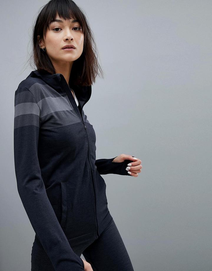 Asics Seamless Full Zip Hoodie In Black - Black