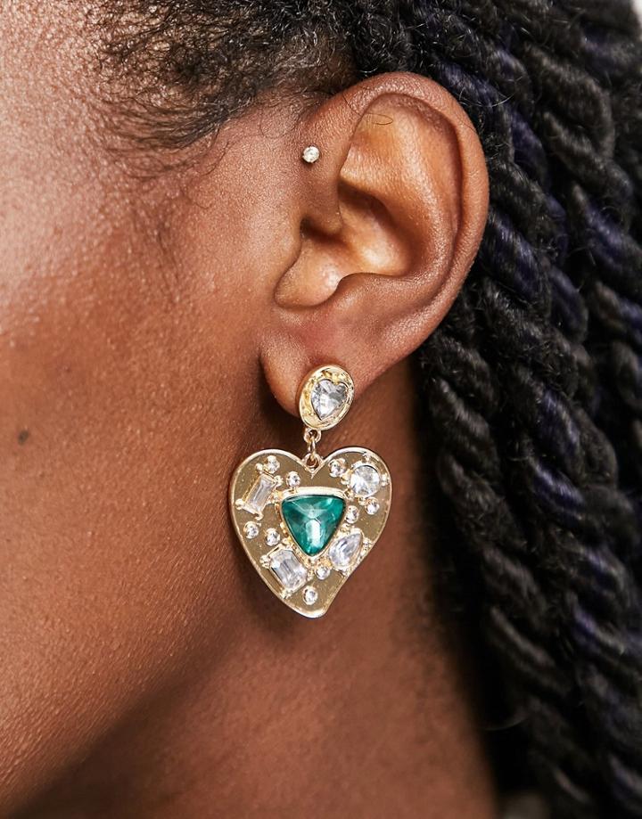 Madein Multicolored Heart Earrings In Gold