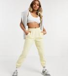 New Look Petite Cuffed Sweatpants In Lemon-yellow