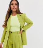 Asos Design Petite Strong Shoulder Suit Blazer In Citrus Pop - Green