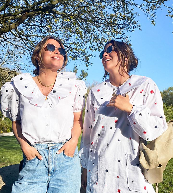 Labelrail X Collyer Twins Relaxed Shirt With Volume Sleeves And Frill Collar In Poplin-white