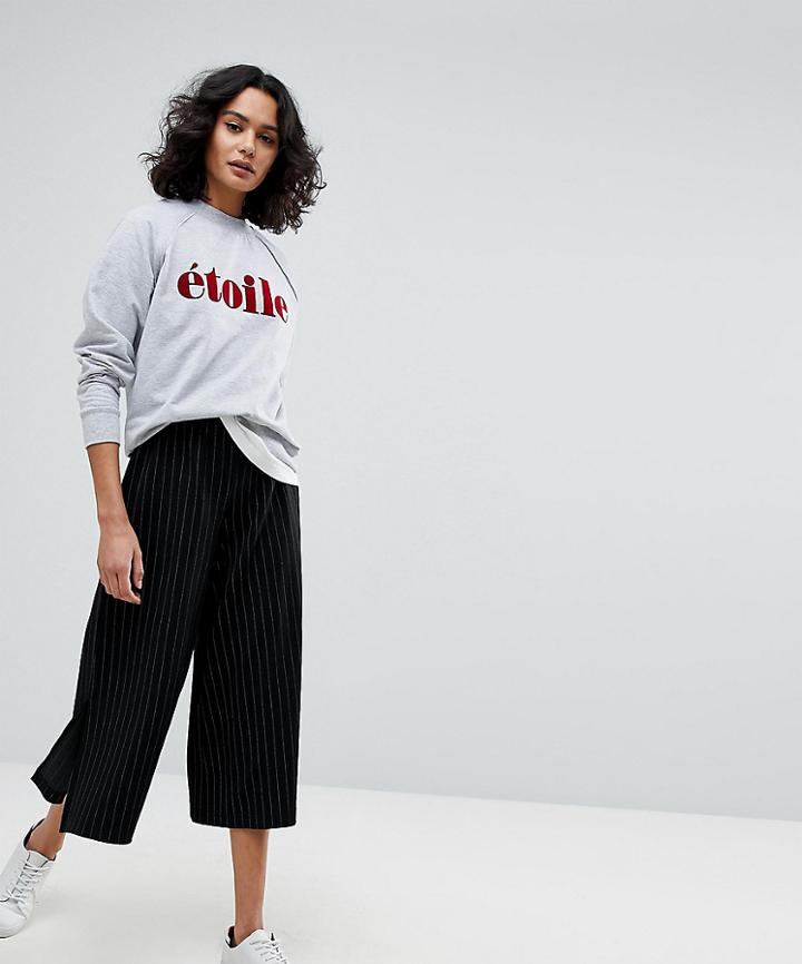 Selected Femme Stripe Wide Leg Pants - Black