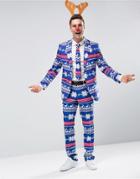 Opposuits Slim Happy Holidays Suit + Tie - Blue