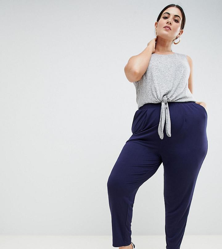 Asos Design Curve Ultimate Jersey Peg Pants - Navy