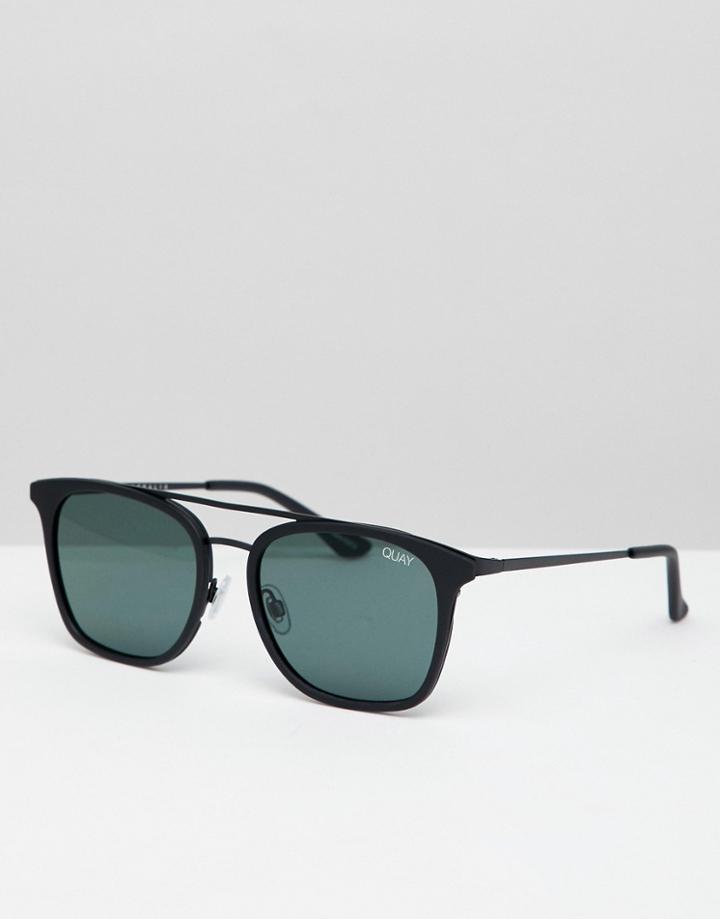 Quay Australia Byron Square Lens Sunglasses With Brow Bar - Black