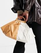 Glamorous Voluminous Grab Bag In Beige Color Block-neutral