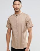 Asos Smart Shirt In Camel With Button Down Collar In Regular Fit - Beige
