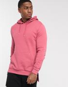 Asos Design Hoodie In Raspberry With Step Hem-pink