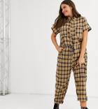 Daisy Street Plus Relaxed Jumpsuit With Tie Waist In Check