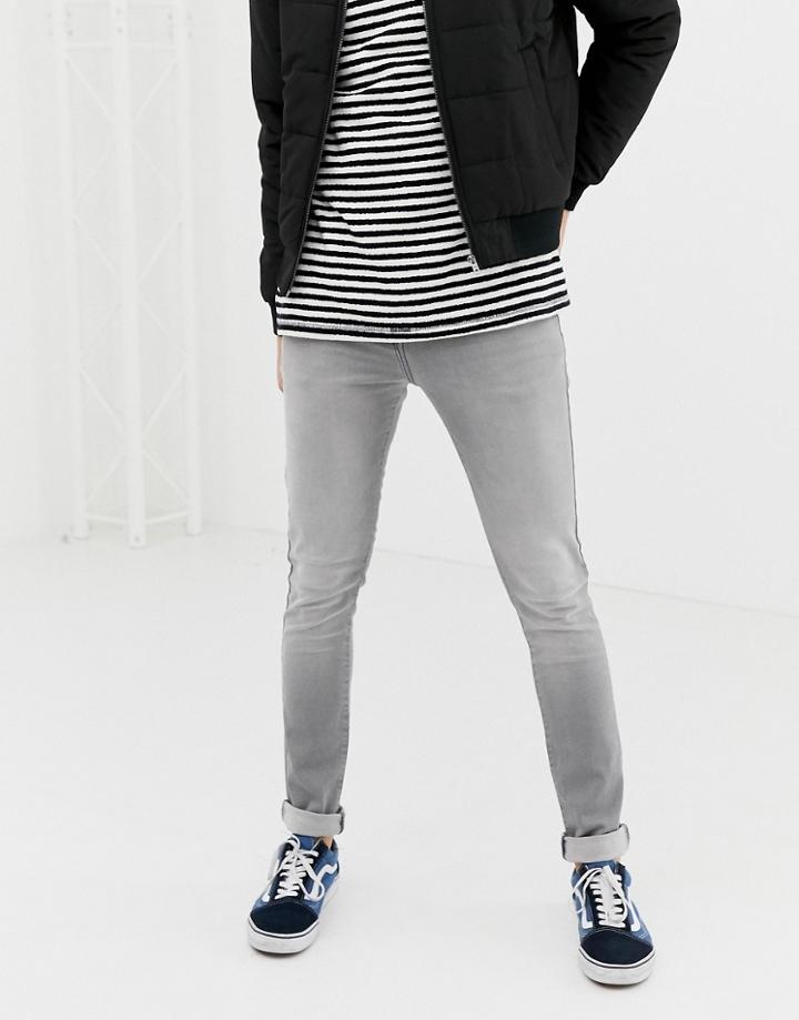 Ldn Dnm Super Skinny Spray On Jeans In Light Washed Gray - Gray