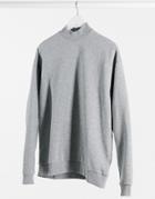 Asos Design Oversized Sweatshirt With Turtleneck In Gray Marl