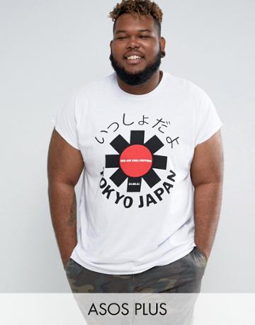 Asos Plus Red Hot Chilli Peppers Oversized Sleeveless Band T-shirt - White
