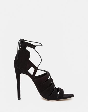 Asos Heartbreak Hotel Lace-up Heeled Sandals - Black