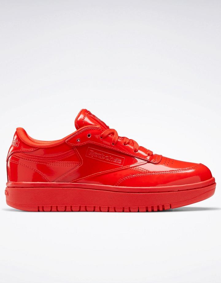 Reebok X Cardi B Club Cardi Coated Club C Double Sneakers In Red