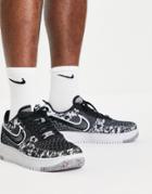 Nike Air Force 1 Crater Flyknit Sneakers In Black/white