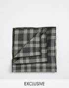 Reclaimed Vintage Check Pocket Square - Gray
