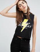 Cheap Monday High Neck Lightning Logo Tank - Black