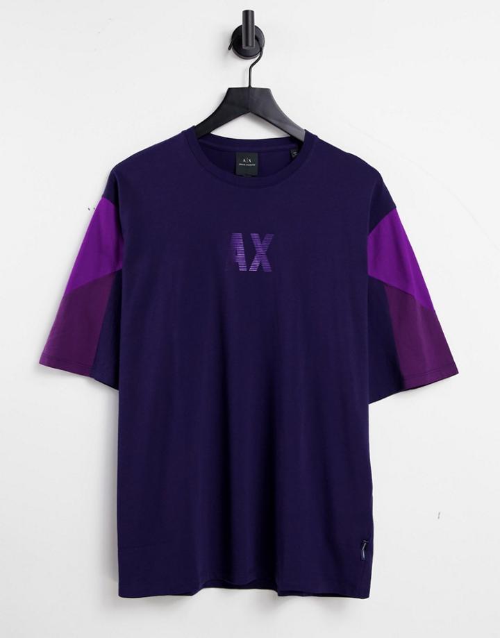 Armani Exchange Sleeve Detail T-shirt In Navy