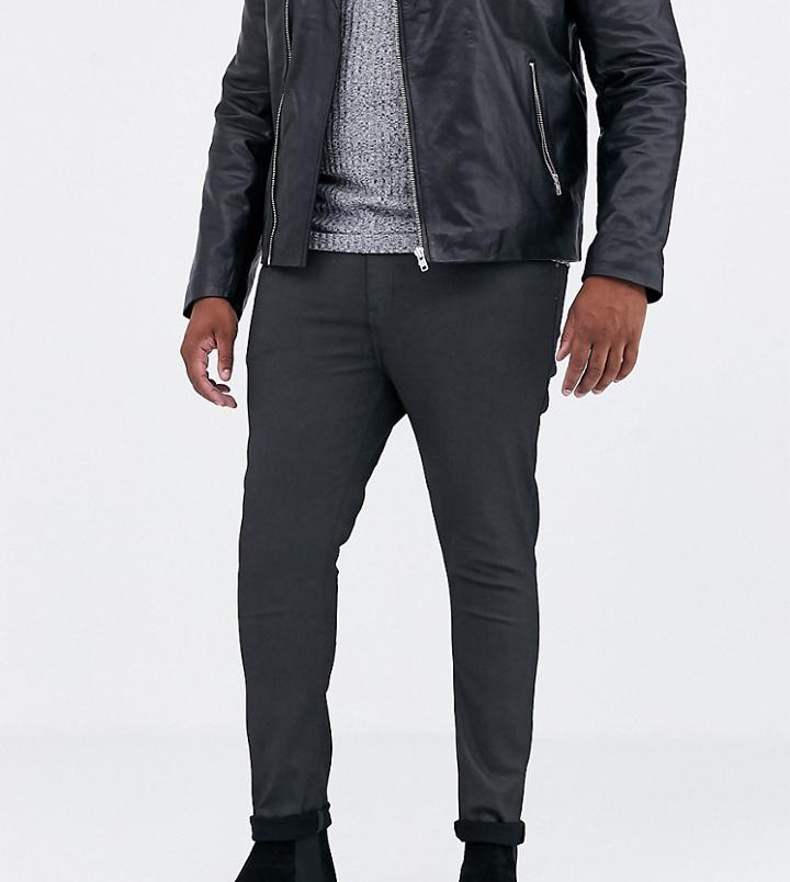 Asos Design Plus Super Skinny Coated Smart Jeans In Military Green