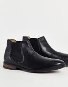 Jack & Jones Low Height Chelsea Boot In Smooth Leather In Black