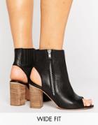 Asos Earnest Wide Fit Leather High Ankle Boots - Black