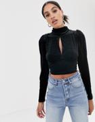 Signature 8 Open Back High Neck Blouse - Black