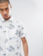 Jack & Jones Originals Short Sleeve Shirt With Beach Print - White
