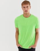 Brave Soul Neon Raw Edge T-shirt - Green