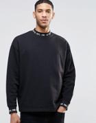 Asos Oversized Sweatshirt With Printed Turtle Neck - Black