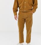 Noak Straight Leg Cropped Cord Pants In Camel - Brown