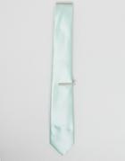Asos Wedding Tie In Mint Green With Silver Tie Bar - Green