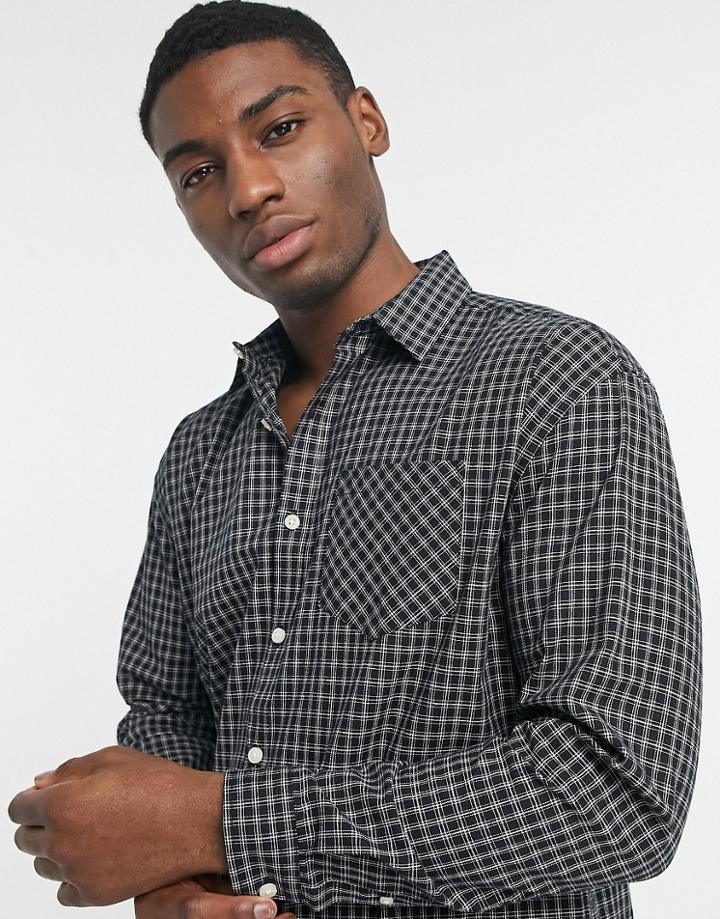 New Look Oversized Check Shirt In Black