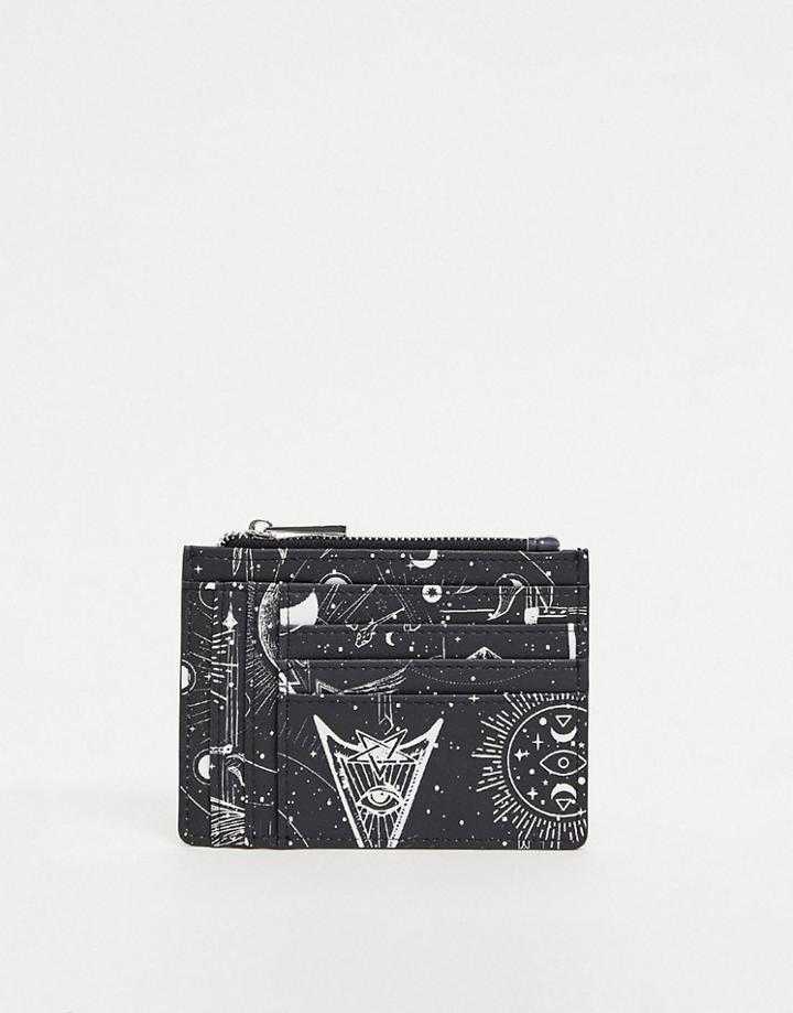 Asos Design Large Cardholder In Zodiac Print-multi