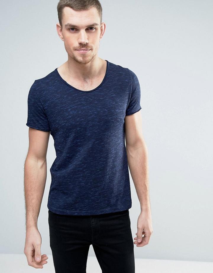 Celio T-shirt With Scoop Neck - Navy