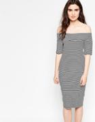 Minimum Tanne Stripe Off The Shoulder Dress
