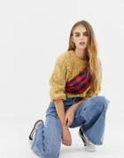 Pull & Bear Cable Knit Sweater In Yellow - Yellow