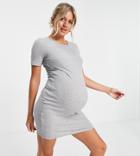 Pieces Maternity Exclusive Body-conscious T-shirt Dress In Gray-grey